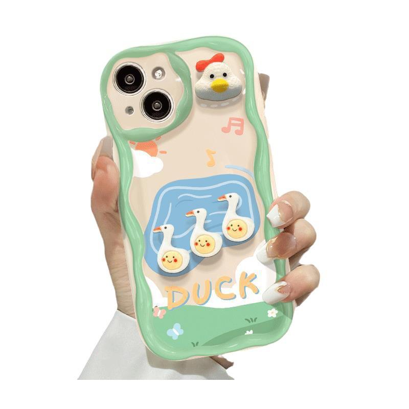 Applicable To Apple 14pro Mobile Phone Case IPhone 15/13 Silicone Soft Shell 12mini Three-dimensional Duck Chicken Doll