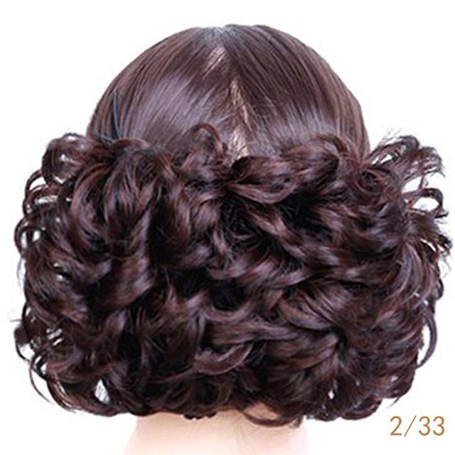 

Синтетический короткий вьющийся шиньон, эластичная резинка, две пластиковые заколки-гребешки для наращивания волос, пучок для волос для женщин