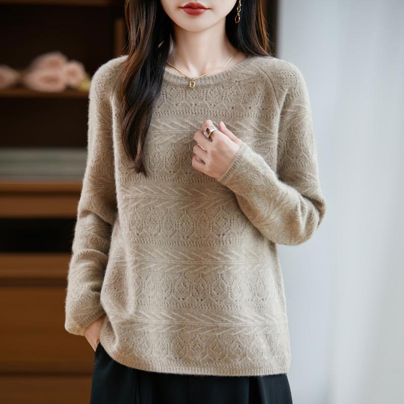 Women's cashmere sweater Qinghe cashmere 30% cashmere 70% wool autumn and winter pullover warm and fashionable