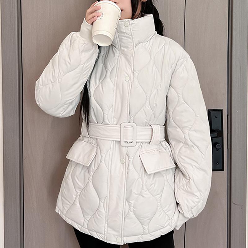 Fashion Winter Woman Parkas With Belt Loose Thick Warm Jackets Women's Coats