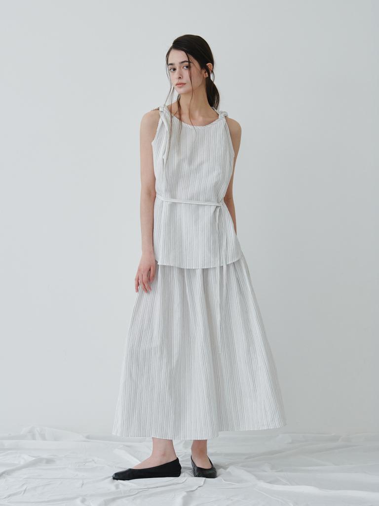 Reply Smock Banding Gather Skirt_Off White