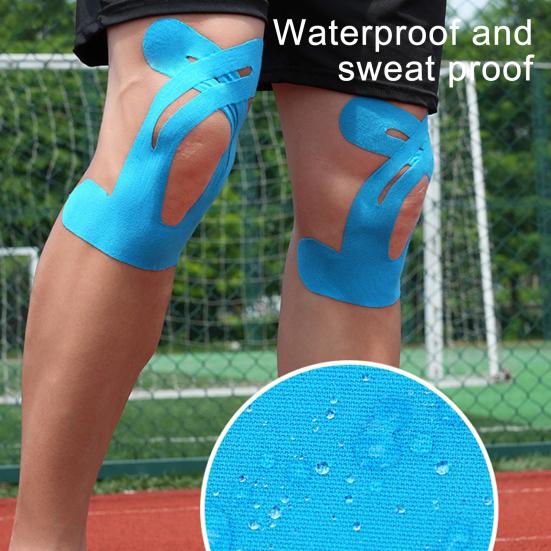 5 Pcs Precut Kinesiology Tape for Knees Latex Free Knee Tape for Pain Relief Waterproof Elastic Athletic Tape for Knee Support Stability