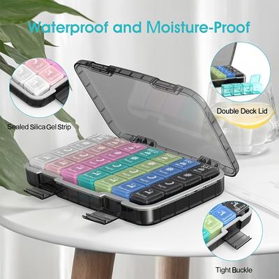 Weekly Pill Organizer 4 Times Per Day, 28 Compartments Large Pill Organizer, Moisture-Proof and Waterproof 7 Days Medicine Box