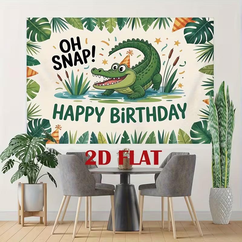 2D Crocodile "Oh Snap!" Happy Birthday Photography Background Cloth