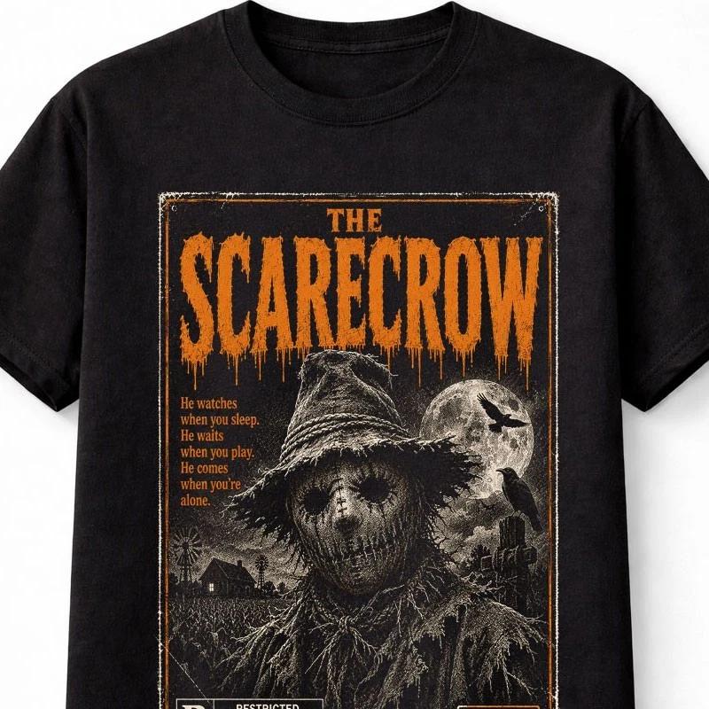 Scarecrow VHS Horror Haunted Farm Slasher Black Unisex TShirt S