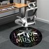 1pc Music Lovers Chair Carpet for Office, Round Polyester Mat, Indoor Decor for Office, Easycare Fabric, Washable Non-slip Area Carpet
