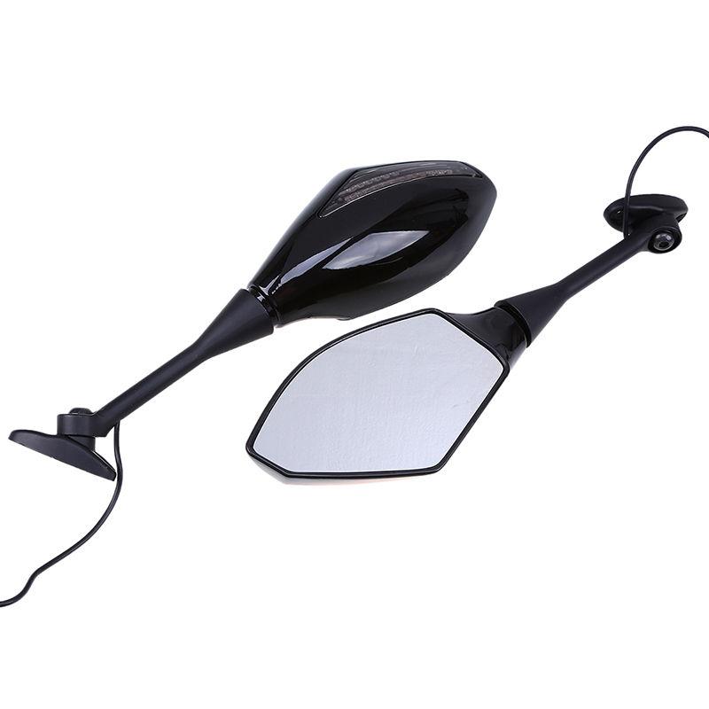 2Pcs Motorcycle Handlebar Mount Rearview Mirror With LED Turn Signal Lights For Honda CBR 900 929 954 900RR