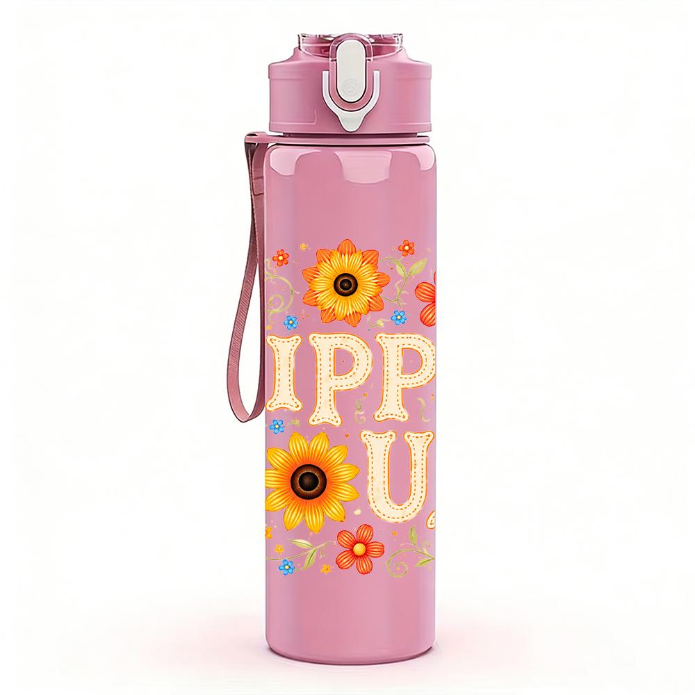 1PC Hippie Soul Sunflower Graphic,750ml Color Plastic Sports Water Bottle,Leakproof Flip Straw Lid,Suitable for Sports Office Home Use