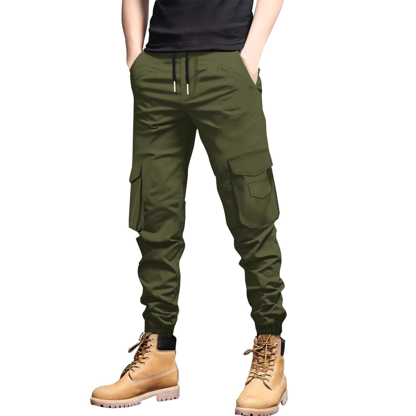 

Men s Multi-Pocket Slim Fit Cargo Pants, Tapered Casual Trousers XL