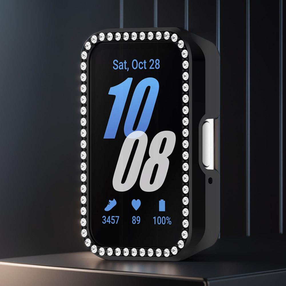 PC Diamond Inlaid Case Protective Case Frame Dustproof Smartwatch Protective Shell Anti-Scratch for Samsung Galaxy Fit 3 SM-R390