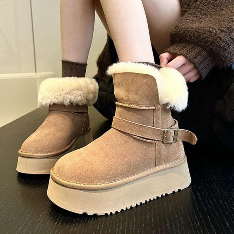 thick-soled medium tube snow boots women's new winter models, piled and thickened, two wear snow cotton boots, cotton shoes