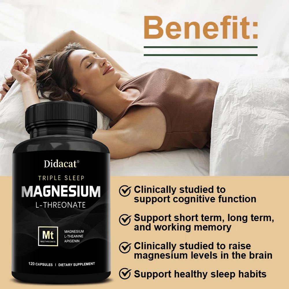 Brain and Nerve Health Capsules L-Magnesium Threonate Regulates Cortisol 120 Capsules