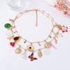 Personalized Trend Metal Chain, Dripping Alloy Butterfly Flower Sunflower Imitation Pearl Pendant, Women's Necklace