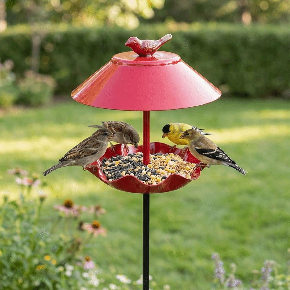 Wavy Curved Petal Bird Feeding Station Large Capacity Garden Bird Basin Garden Ornament