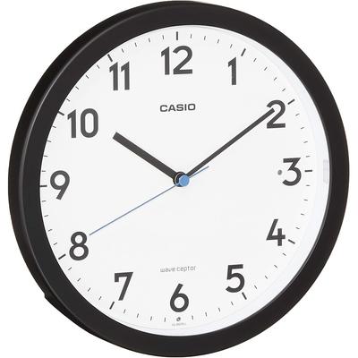 Wall Clock, Radio-Controlled, Black, Analog, Auto-Illuminated, Nighttime Second Hand Stop, ...