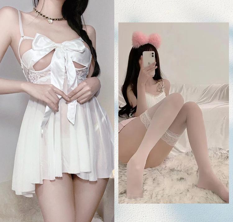 Pure desire erotic underwear female sexy perspective temptation open crotch free hot passion suit bow small chest pajamas