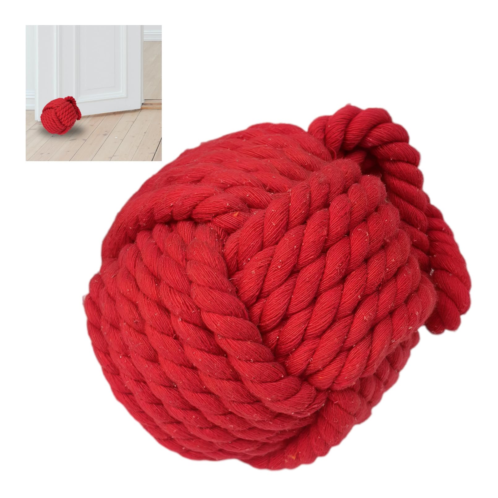 

heizi Jute Rope Door Stopper, Indoor, Strong Weight, Stylish Scandinavian Interior Design (Red)