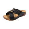 Women's Open Toe Slide Sandals Casual Slip On Buckle Strap Comfortable Footbed Lightweight Wedge Sole Summer Footwear