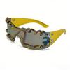 Cyberpunk Y2K Frameless Punk Flash Diamond Sunglasses Metal Ring Rivet Retro Futuristic Party Sunglasses