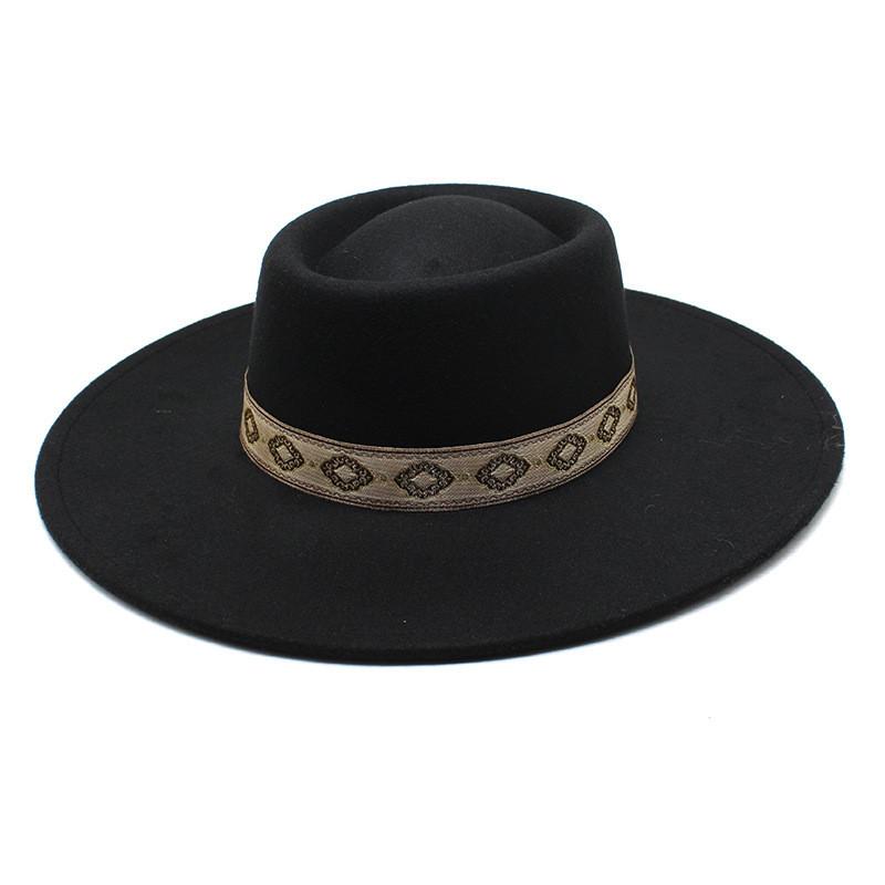 Cappello classico in feltro di lana britannica a tesa larga per uomo donna protezione solare da esterno