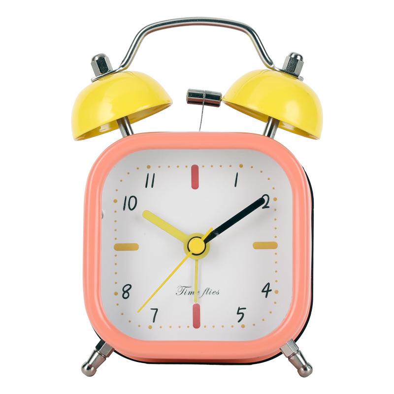 Square Contrasting Color Cartoon Alarm Clock Candy Series Cute Creative Quartz Bell Ringing Bell Wake-up Tool