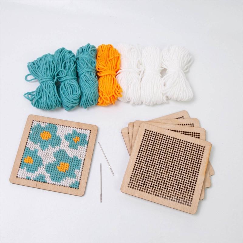 Flower Coaster Crochet Kits Needlepoint Starter Kits with Hook Needlepoint Kits Crochet Starter Kits for Craft Lovers