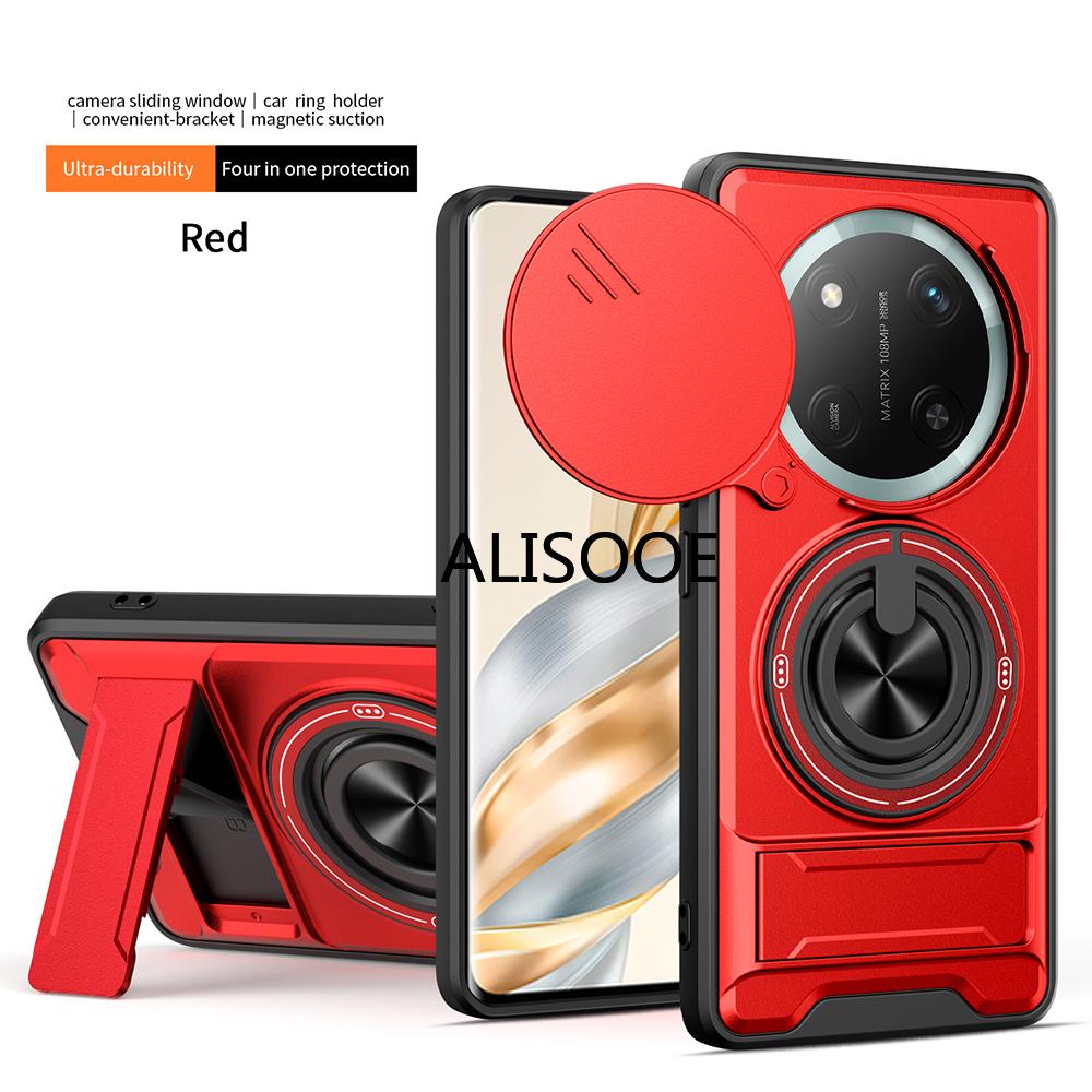 Funda for Honor Magic 7 Lite 5G Case Rotatable Slide Camera Protection Ring Stand Shockproof Cover Capa Funda