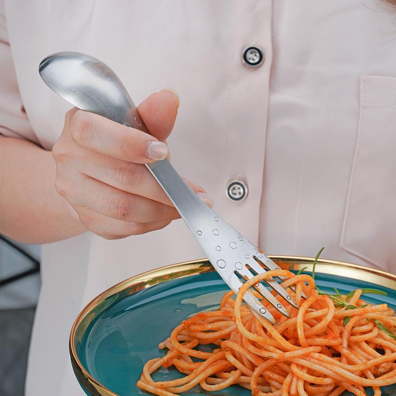 Creative octopus dual-purpose spoon outdoor fork and spoon integrated multi-functional fork 304 double-ended stainless steel tableware