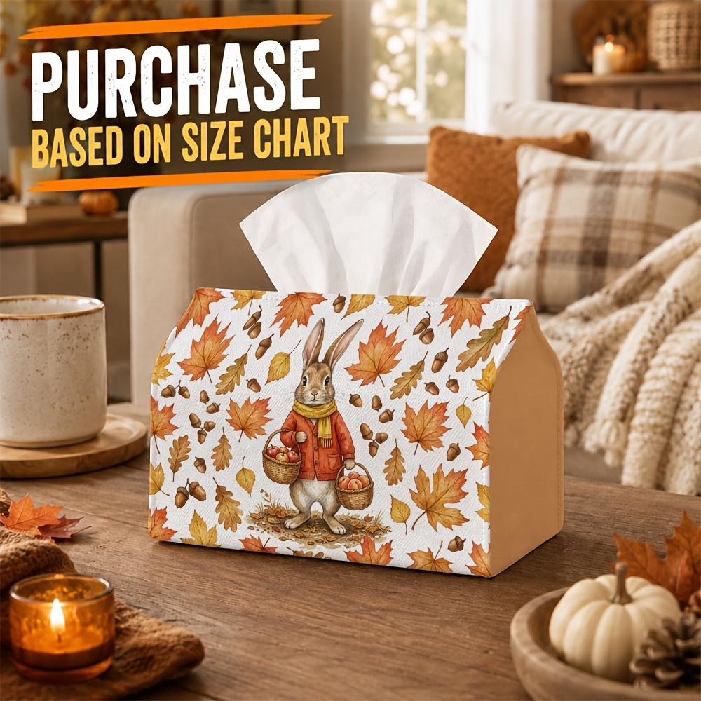 1pc Whimsical Forest Animal Tissue Box - Rabbit And Acorn Fall Foliage Design, Durable Napkin Organizer for Car, Kitchen, Dining, Home Decor - Decorat