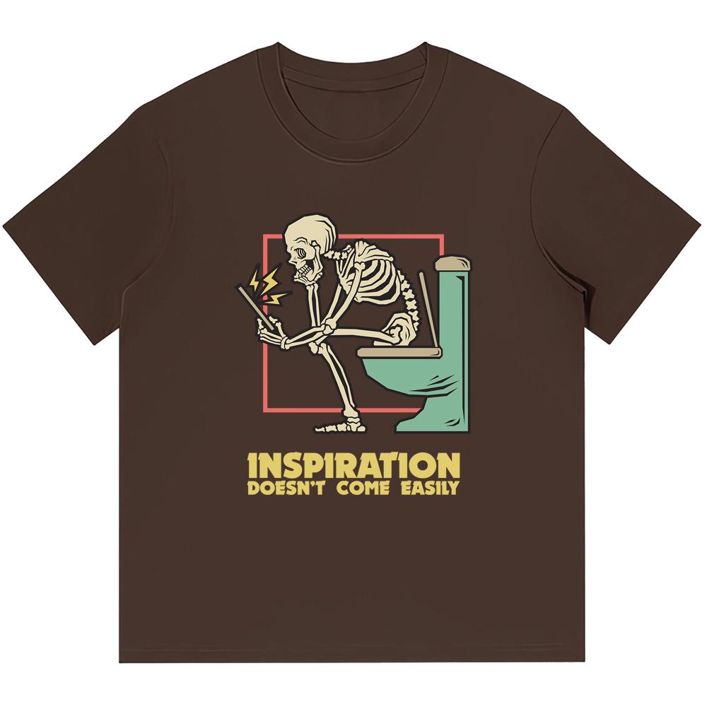 

230GSM плотные хлопковые мужские футболки со скелетом для сидения в туалете с принтом в стиле ретро-панк футболка Harajuku повседневная уличная одежда футболки