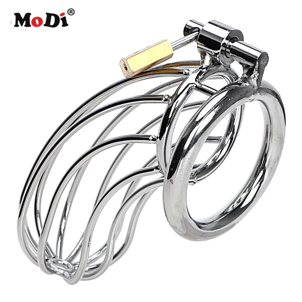 Adult Games Stainless Steel Cock Cage Lockable Sex Toys for Men Penis Cock Ring Sleeve Lock Male Chastity Device