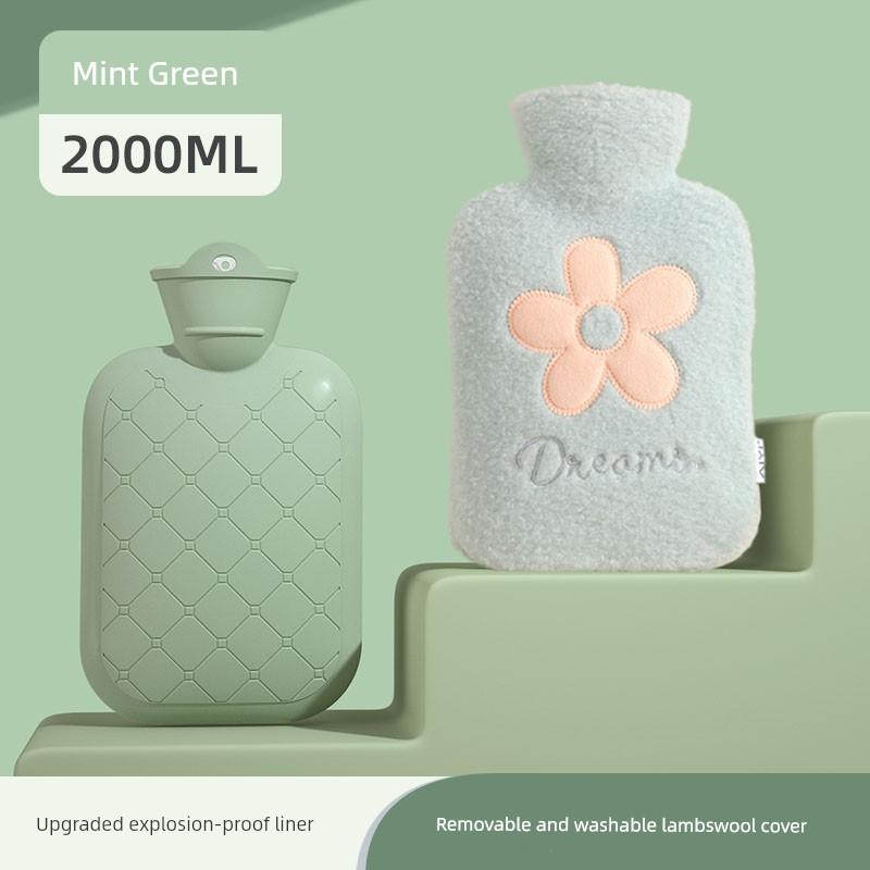 Hot Water Bottle, Thickened Explosion-Proof Hand Warmer, Small Hand Warmer Bag, Women's Belly Warmer, Plush Hot Compress Water Bag