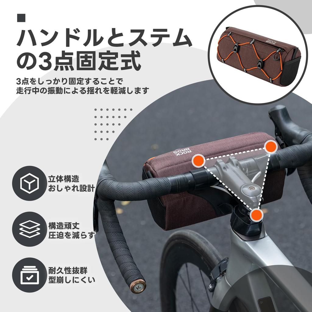 ROCKBROS Bicycle Front Large Hexagonal Small Item with Shoulder Velcro Easy for Road Mountain and Cycling Bag/Handlebar Bag, 2.2L Capacity, 2-Way,