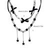 Bohemiean Star Fringe Clavicle Chain Dopamine Star Necklace Star Bowknot Choker Women Daily Outfits Delicate Jewelry