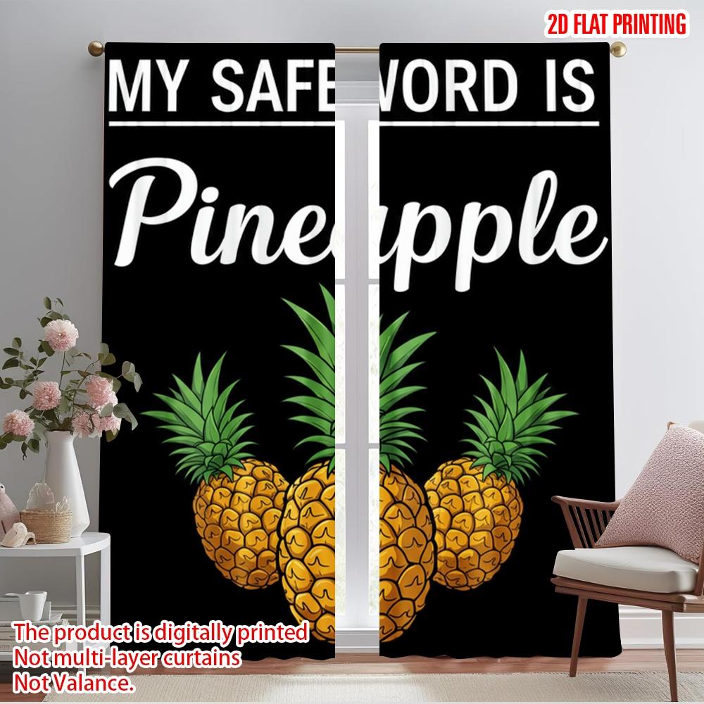 

2pcs 2D flat printing Party Window Curtains Pineapple Design Fruit Fun 100% Polyester Without Electricity Family Party for Photo 52.50×116.00 CM 2pcs