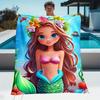 Principessa Sirena Pesci Oceanici Fiori Coperta in Pile Disegno Cartone Animato Vita Marina Morbida Coperta da Viaggio Festa in Spiaggia Piscina Regalo per Ragazze