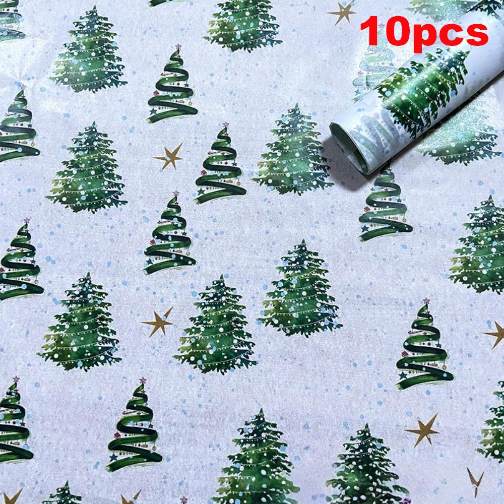 

10/20 шт. Тонкая бумага с цветными огнями и узорами рождественской елки 50 см x 35 см Подарочная упаковочная бумага для свадеб, рождественских подарков