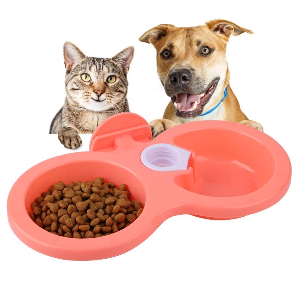 Hanging Type Cage Dog Bowl Double Compartment Pet Feeder Anti-spill Double Bowl Cage Use