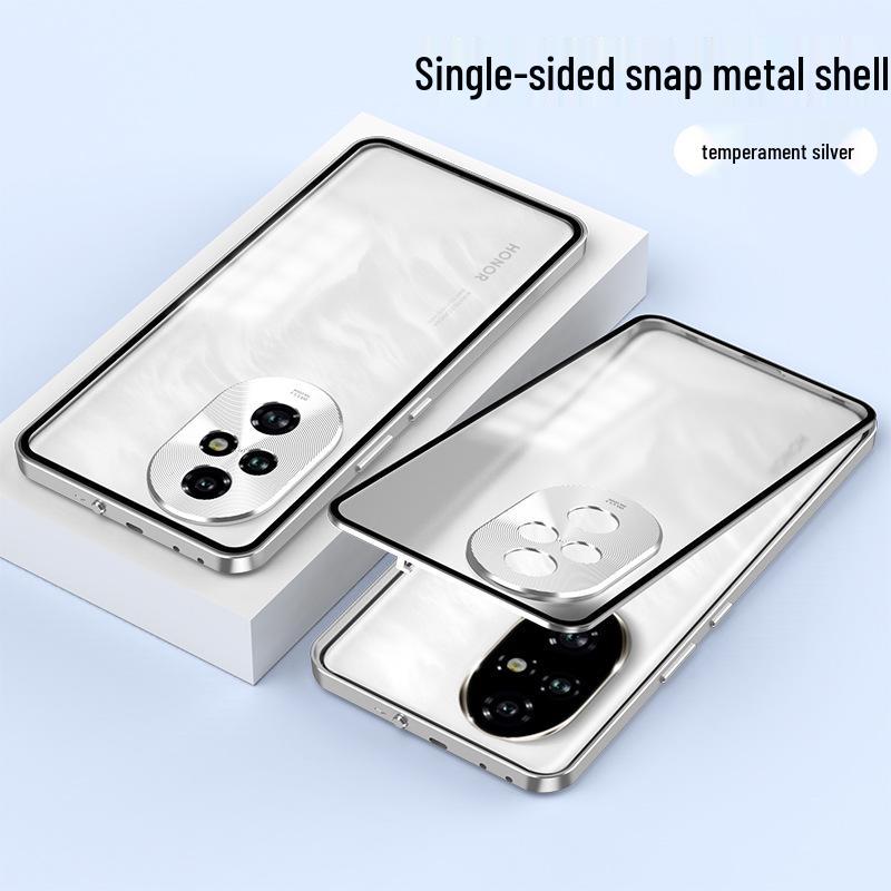 Honor 400pro Metal Frame Phone Case: Snap-Button, Frosted Back, Protective Mirror.