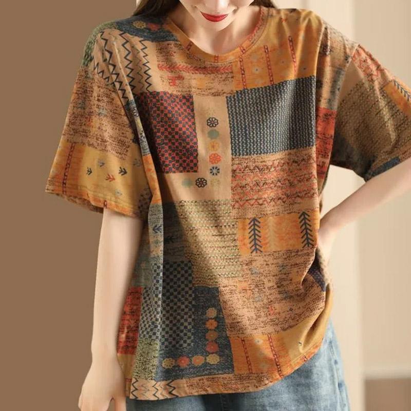 

Женская футболка Летняя Большого размера Хлопковая футболка Мягкая Свободная Принтованная Повседневная Футболка Пуловер Топ XXXXL оранжевый