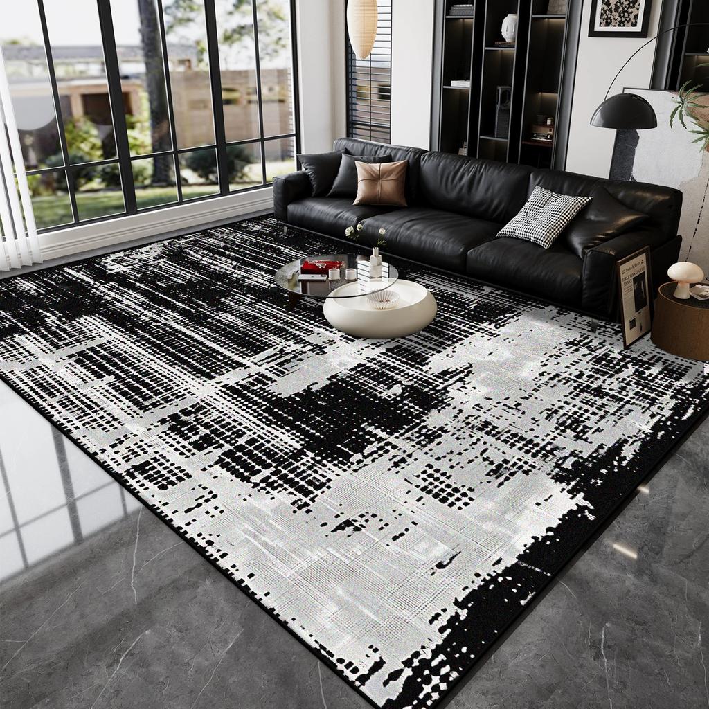 Abstrakte Kunst Teppich Schwarz Weiß Mode Wohnzimmer Große Teppiche Moderne Dekoration Rutschfeste Teppiche Schlafzimmer Leicht zu Reinigen Weiche Matten