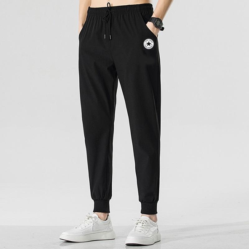 Pants men's trend summer thin loose large size fat guy 0kg casual tied feet nine-point sports trousers