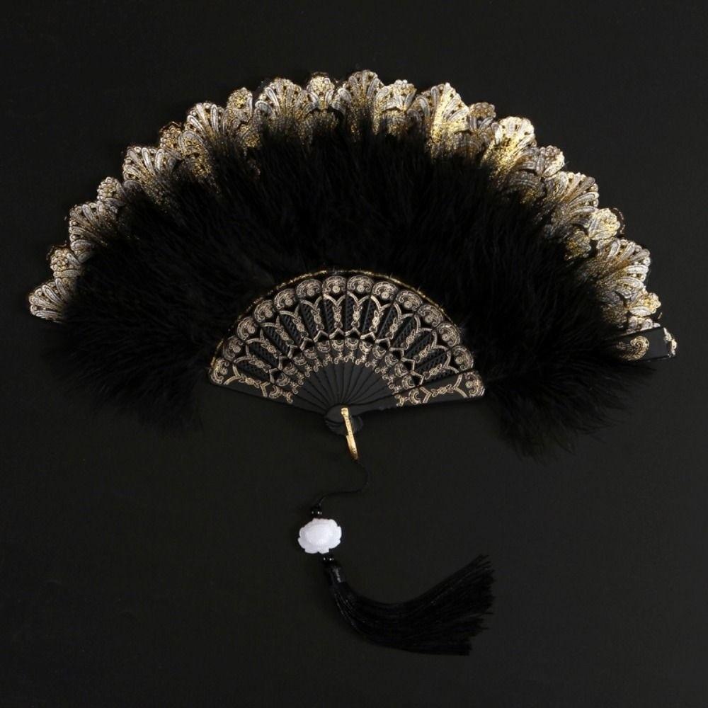 

with Plastic Fan Bone Foldable Cheongsam Hand Fan Lace Folding Fan Fairy Style Girls 2
