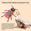 Interactive Cat Wand Toy with Built In Bell and Natural Catnip-Bionic Cockroach Teaser Non Woven Fabric Bite Resistant Kicker