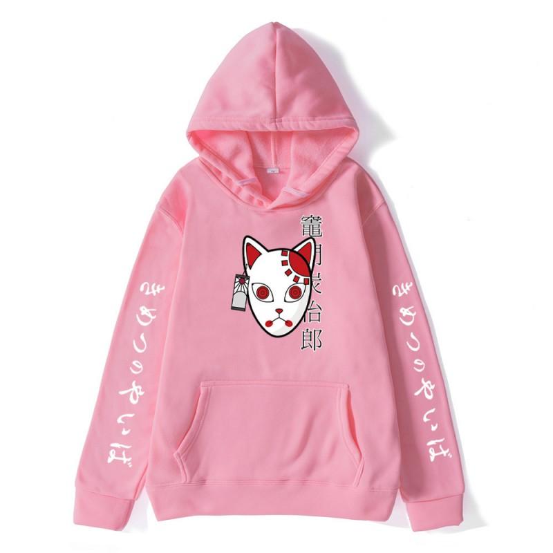 Mens Anime Hoodie Inspired By Demon Slayer Kamado Tanjirou Print Loose Fit Cotton Blend Winter Casual Sweatshirt