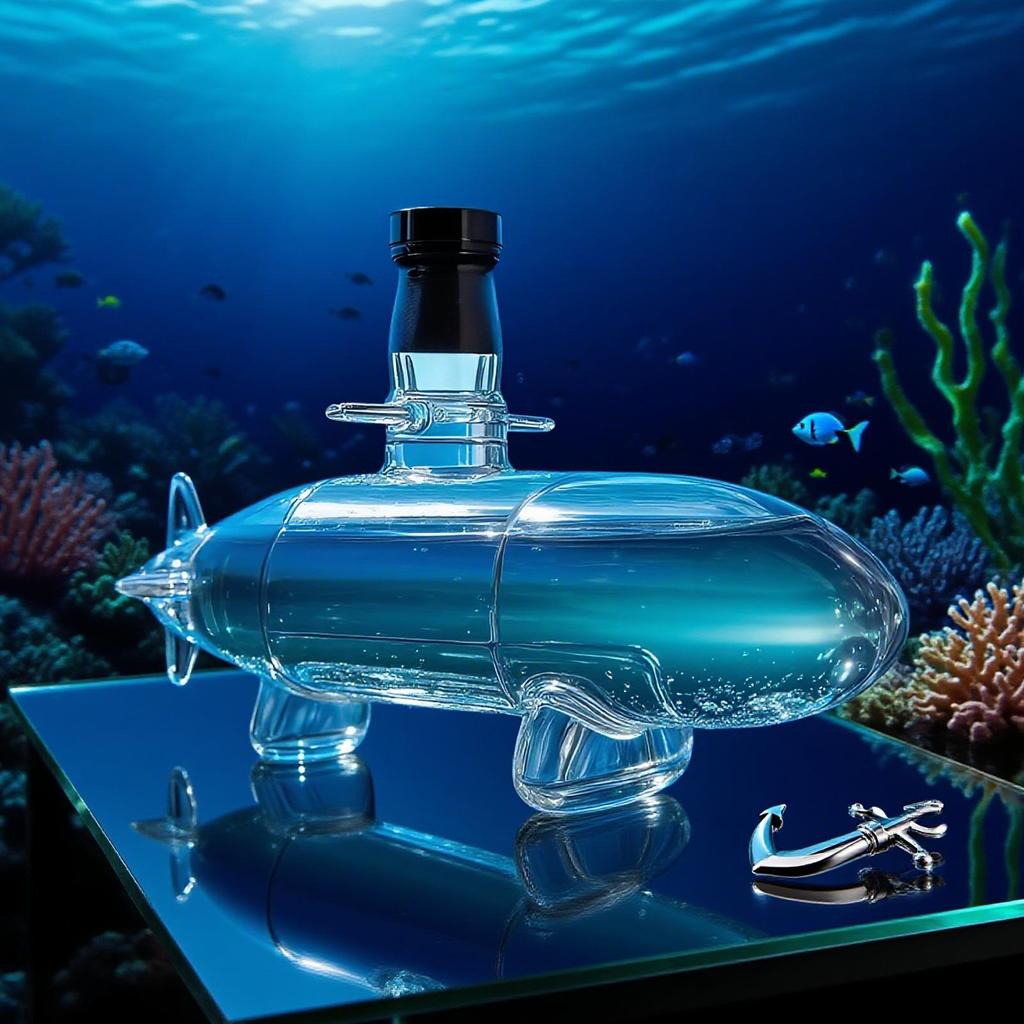 U-Boot Whiskey Karaffe Rotwein Whiskey Likör Glasflasche U-Boot Form Whiskey Karaffe Flaschen für Party Bar