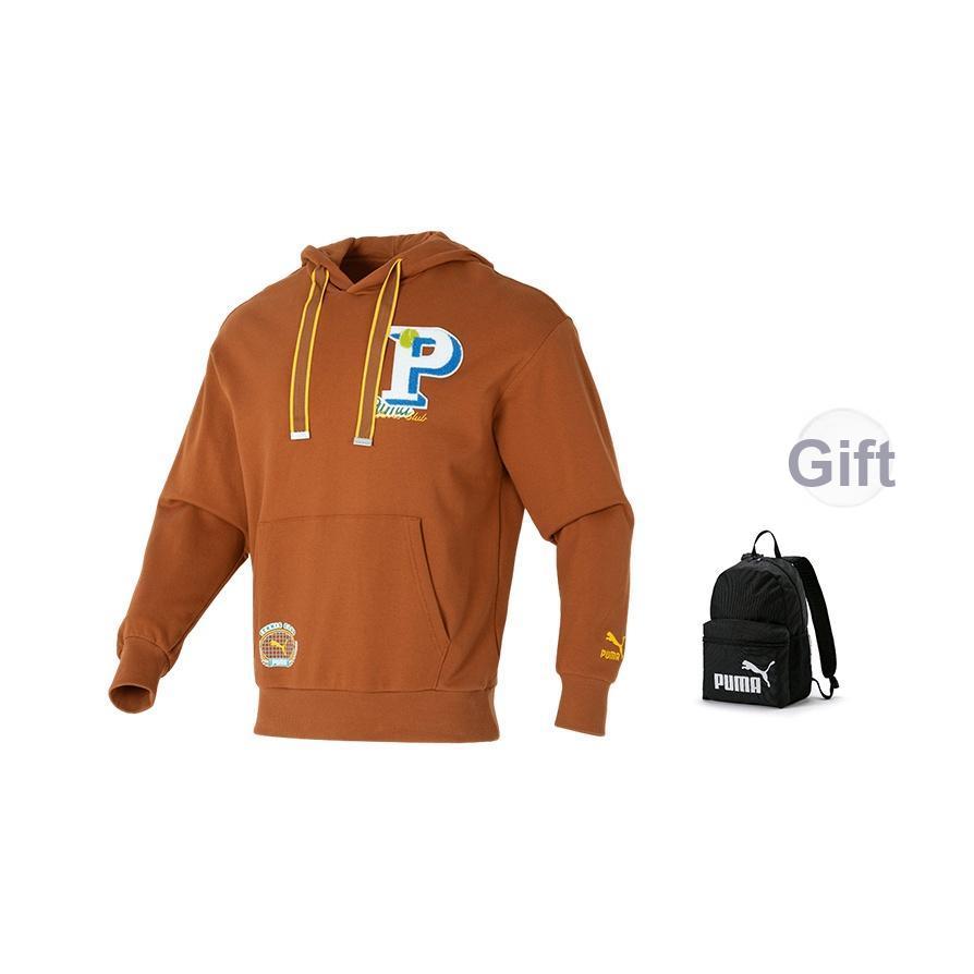 Puma Letter Print Drawstring Hooded Casual Long Sleeve Sweatshirt Unisex Sweatshirt Khaki 625801-81