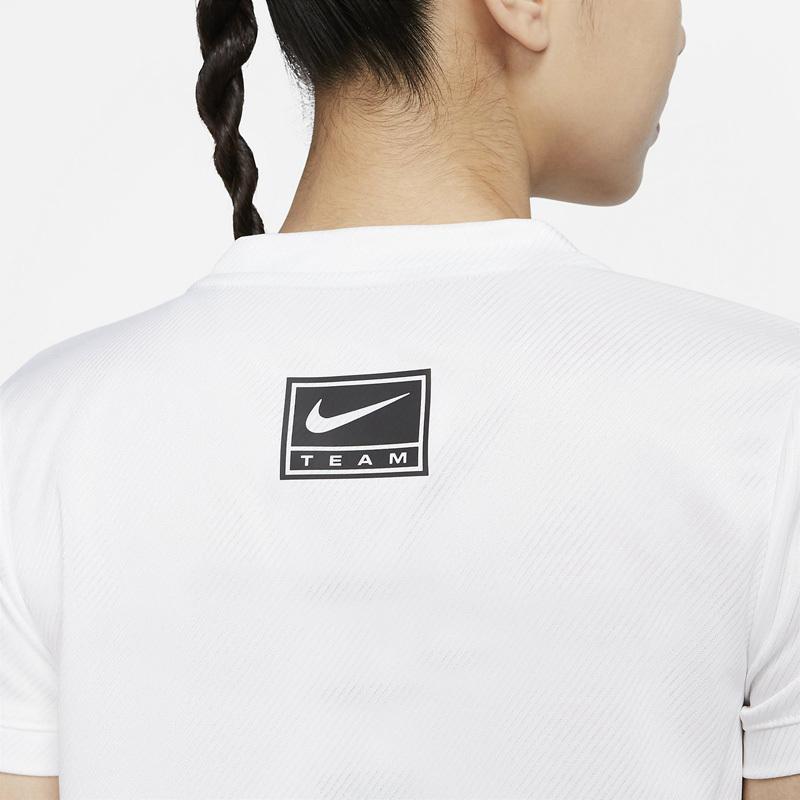 Nike Dri-FIT Solid Logo Print Crew Neck Sports T-Shirt Women Tops White DQ6372-100