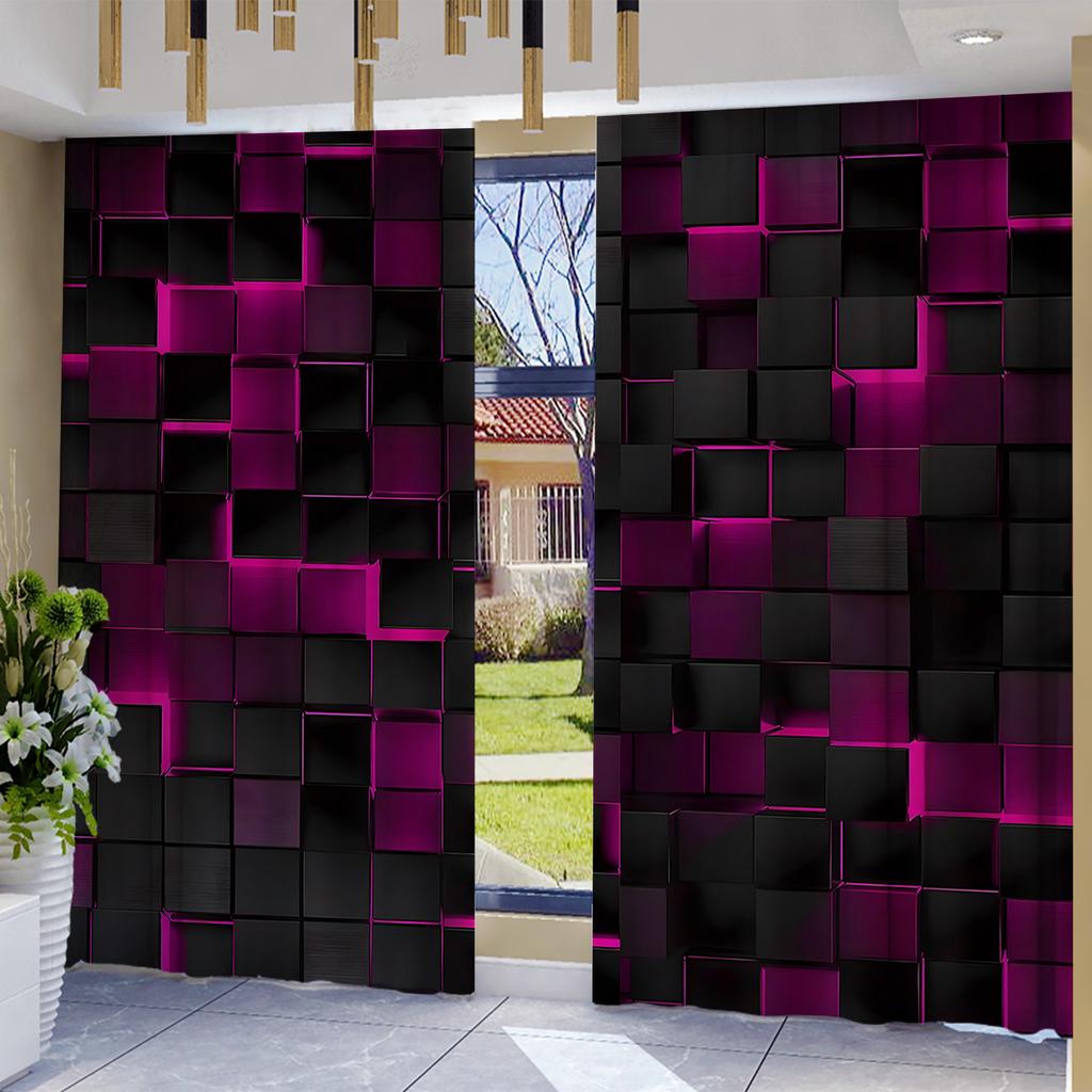 Home Space Lattice Curtains Landscape Background Kitchen Coffee Shop Living Room Curtain For Area Made Of Polyester With Pole Pocket