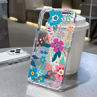 Colored Flowers Phone Case For Samsung Galaxy S25 S24 S23 S22 S21 S20 FE Note20 Note10 Edge Plus Ultra Lite 5G Clear Back Cover